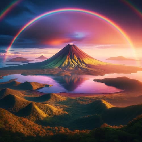 Volcán Barú: Majestic Sunset View with Vibrant Rainbow