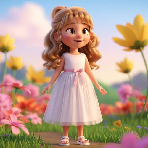 Pixar-Inspired 5-Year-Old Girl Character Design