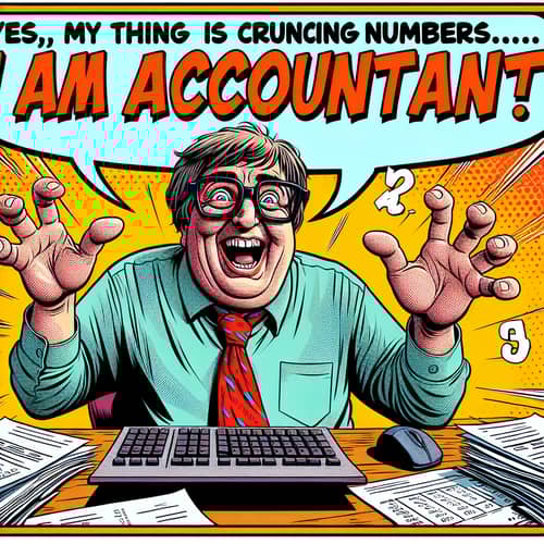 Vibrant 3D Accountant Comic Illustration for Tee Shirt Design