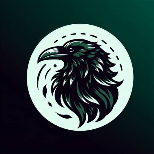 Majestic Raven Logo in Dark Emerald Green | Symbol of Power & Wisdom