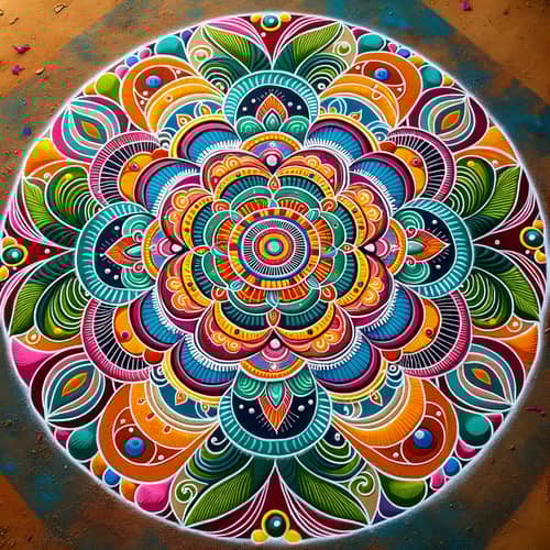 Colorful Indian Rangoli Design for Festivals | Symmetrical Art