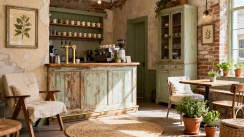 Charming French Country Coffee Shop Interior