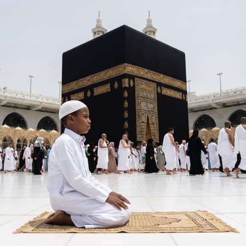 Somali Kid Praying at the Kaaba - A Spiritual Moment Somali Kid Praying at the Kaaba - A Spiritual Moment