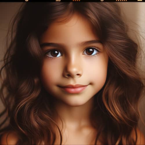 Innocent and Playful 9-Year-Old Girl with Brown Hair | Vintage Film Camera Style