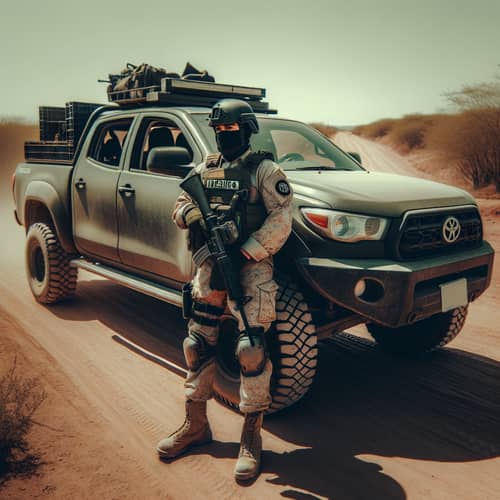 Mexican Soldier in 4x4 Pickup Truck | Vigilant Patrol Scene