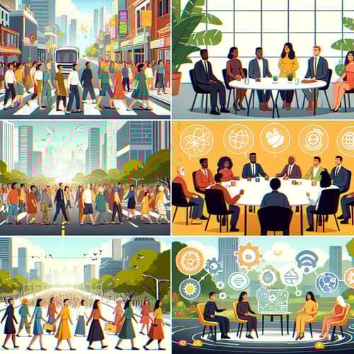 Diverse Society & Cultural Transformation | Urban Street Scenes & Eco-Friendly Innovations
