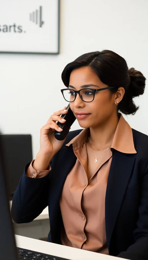 Professional Woman Secretary in Black Suit