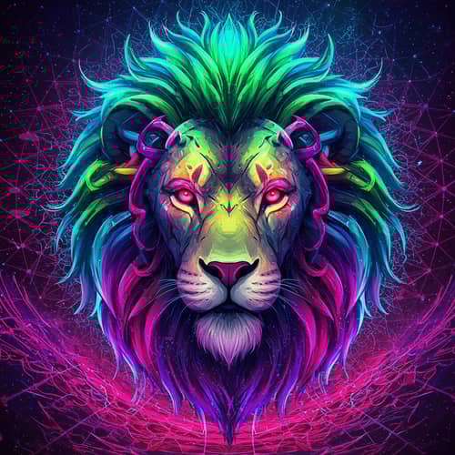 Psychedelic Biomechanical Lion Head Art Psychedelic Biomechanical Lion Head Art