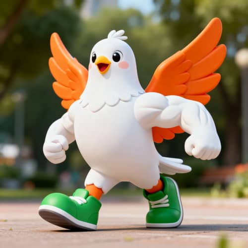 Muscular Dove Bird Mascot with Colorful Features Muscular Dove Bird Mascot with Colorful Features