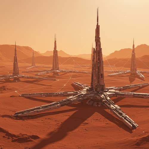 Futuristic Martian Landscape with High-Tech Features