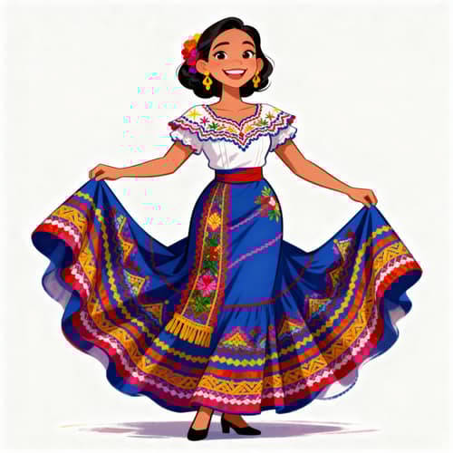 Vibrant Filipiniana Dress Caricature Art