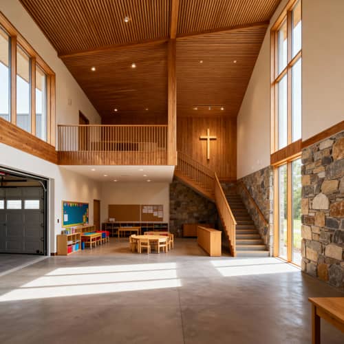 Church Design with Classrooms and Sanctuary