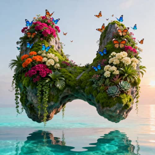 Surreal Thyroid Island in Tranquil Waters Surreal Thyroid Island in Tranquil Waters