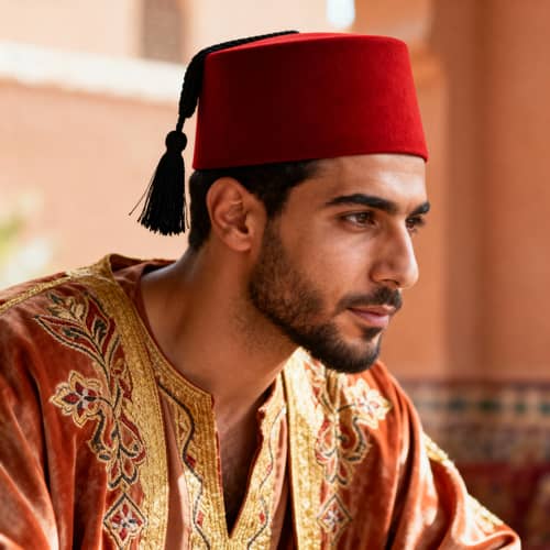 Traditional Moroccan Jellaba and Tarbouch Style