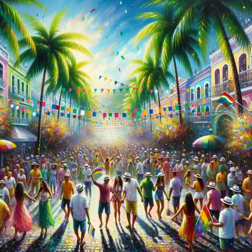Vibrant Street Festival Painting | Diverse Celebration Scene