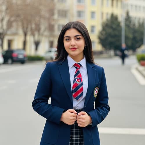 Stylish Azerbaijan Girl in College Uniform