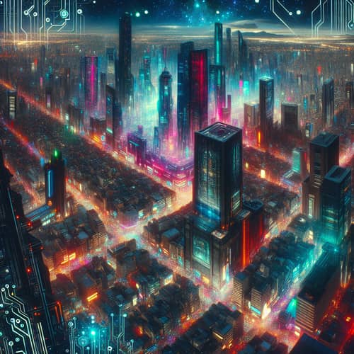 Futuristic Cyberpunk Cityscape at Night | High-Tech Metropolis