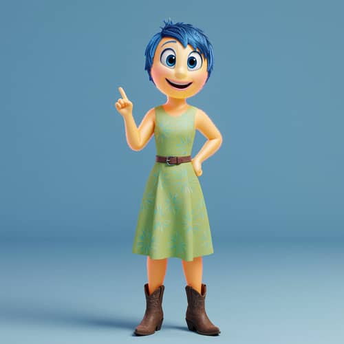 Joyful Midi Blue Dress with Cowboy Boots