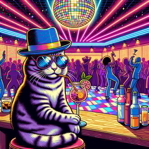 Silly Hat Cat at Disco: Fun, Excitement, Absurdity