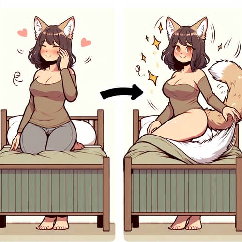 Woman Transformation into Cat | Happy Feline Scene
