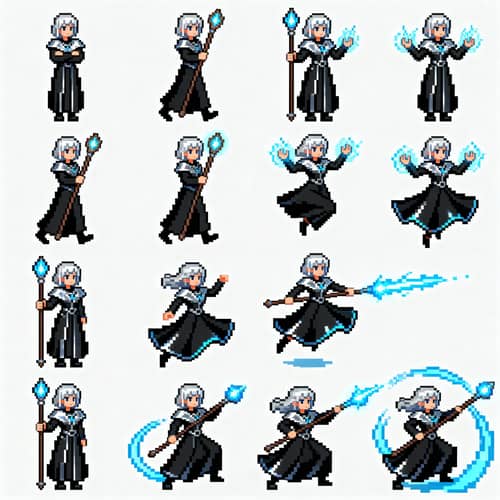 Pixel Art Mage Sprite Sheet for Game Development Pixel Art Mage Sprite Sheet for Game Development