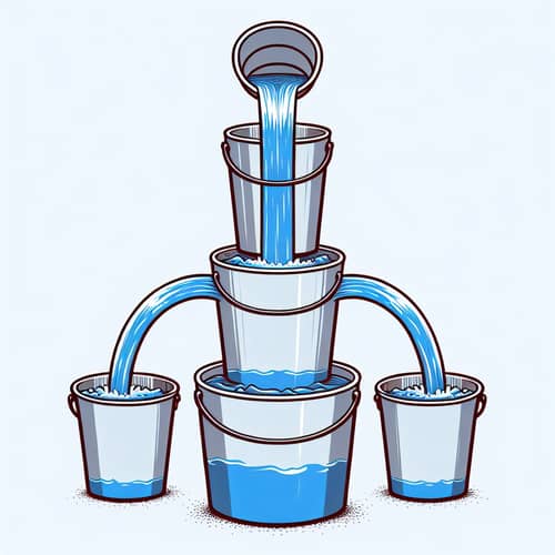 Bucket Waterfall Scene: Cascading Cycle of Flowing Water