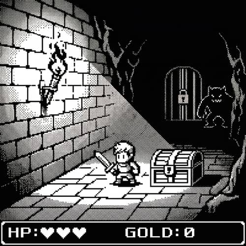 Black and White Dungeon Pixel Art for RPG Games