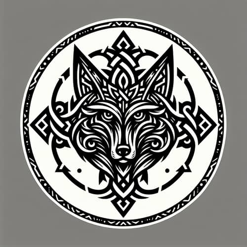 Black Viking Valknut Symbol with Coyote Head Design