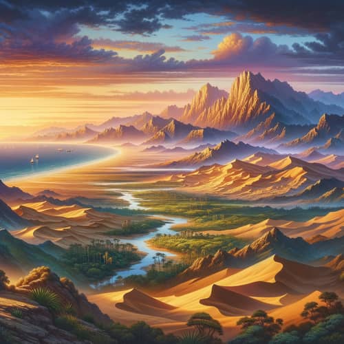Picturesque Landscape of Algeria: Desert Dunes, Mountains, and Mediterranean Sea