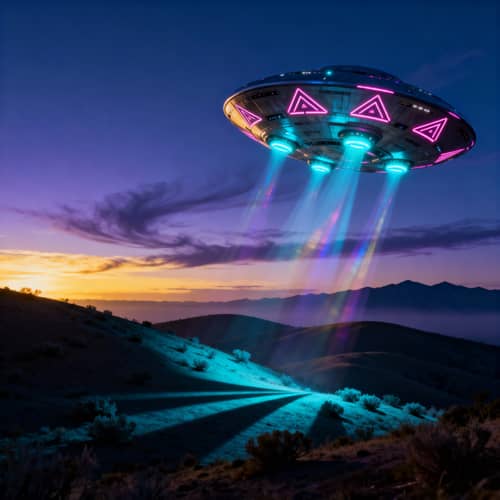 Mysterious UFO Descends to Earth at Sunset Mysterious UFO Descends to Earth at Sunset