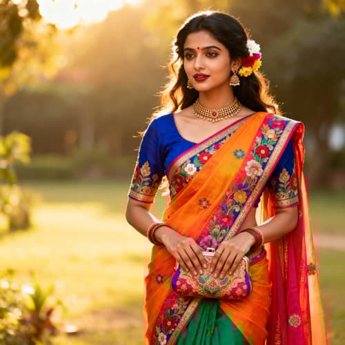 Elegant Indian Girl in Traditional Saree