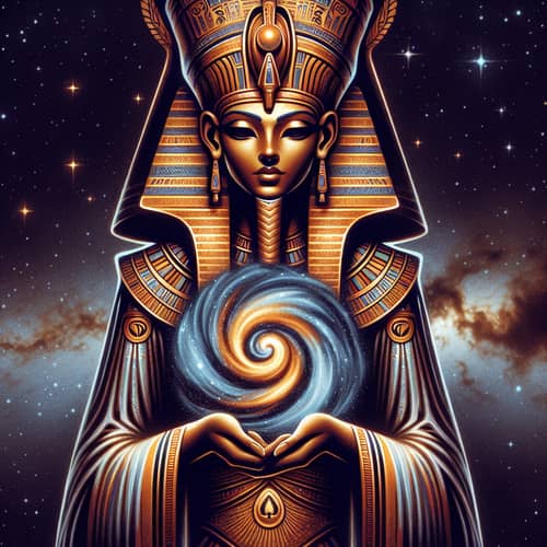 Amonet - Egyptian Goddess of Mystery Holding Galaxy