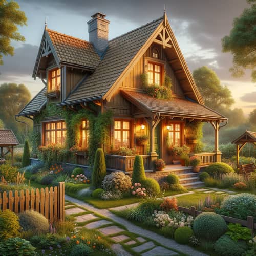 Charming Countryside House - Warm-hued Wood Exterior & Tiled Roof