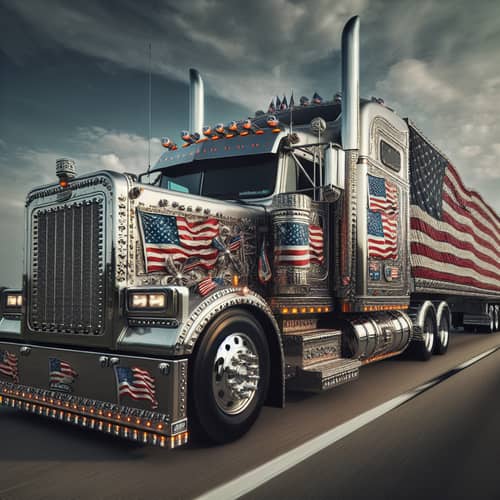 American Flag Merchandise on Mighty Semi-Truck | Patriot Trucking