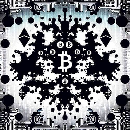 Cryptocurrency Symbols in Rorschach Inkblot | Digital Finance Art