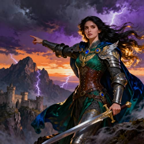Imposing Warrior Princess in Fantasy World Art Imposing Warrior Princess in Fantasy World Art