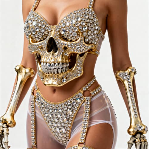 Sexy Skull Costume with Rhinestones Sexy Skull Costume with Rhinestones