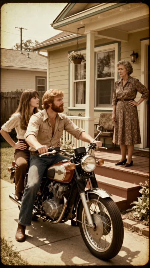 1975 Vintage Motorcycle Ride: A Classic Love Story