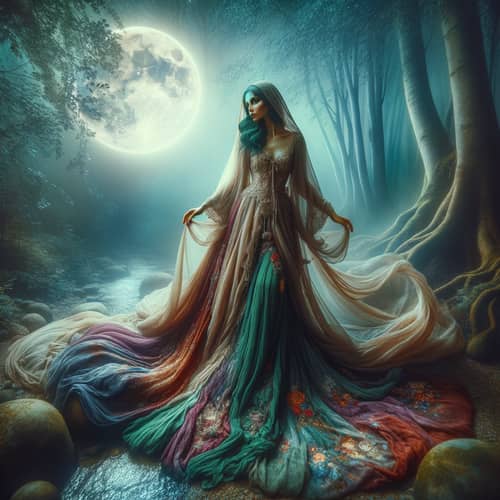 Enchanting Moonlit Forest Portrait of a Mysterious Woman