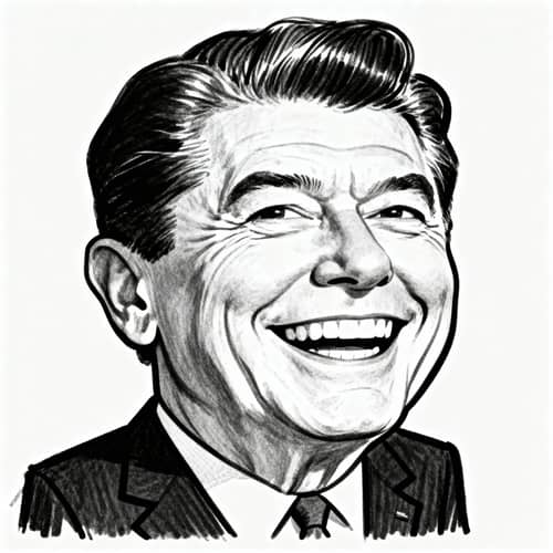 Funny Ronald Reagan Caricature Full Body Illustration Funny Ronald Reagan Caricature Full Body Illustration