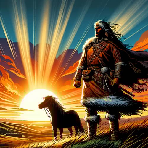 Heroic Kipchak Tribe Figure | Stunning Sunset Scene