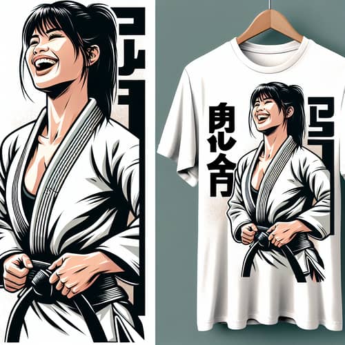 Fit South Asian Female Jujitsu Athlete T-Shirt Print Design