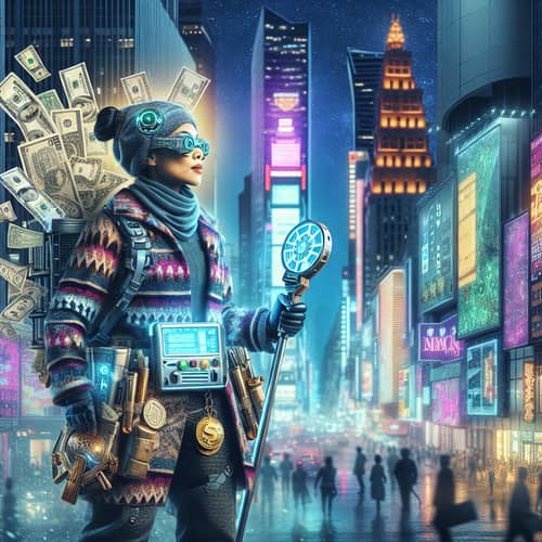 Money Hunter: Futuristic Art in Urban City Night | Artwork