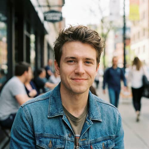 Young Man with Brown Hair and Blue Eyes