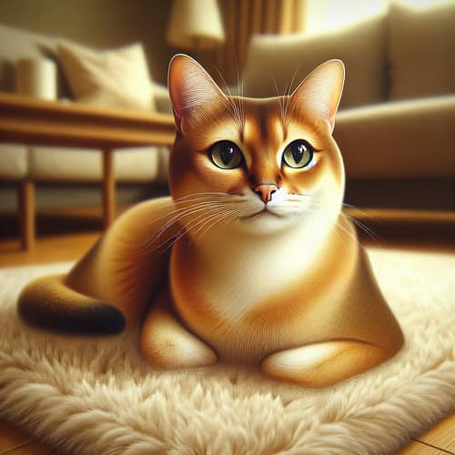 Realistic Cat Image: Relaxing in a Cozy Room