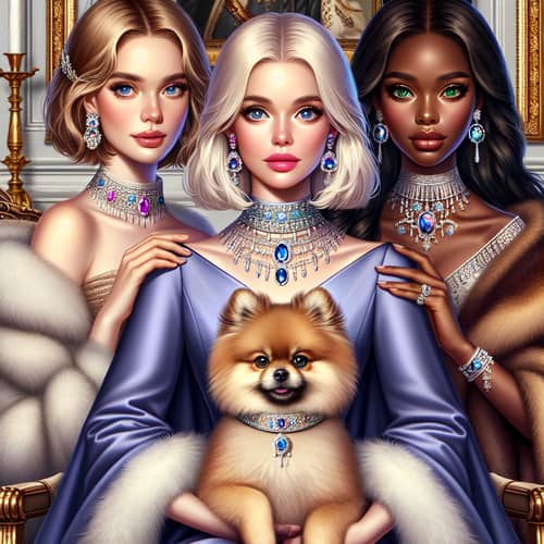 Regal Step Sisters Posing in Luxurious Attire