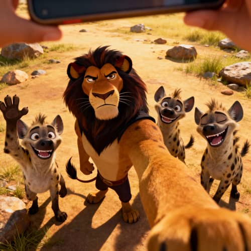 Scar's Selfie with Hyenas - A Kingly Moment Scar's Selfie with Hyenas - A Kingly Moment