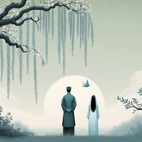 Willow Branch with Traditional Vietnamese Religious Attire