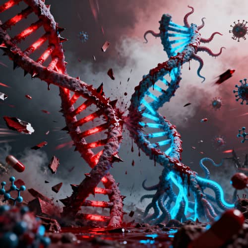 Surreal DNA vs RNA Battle Art Surreal DNA vs RNA Battle Art