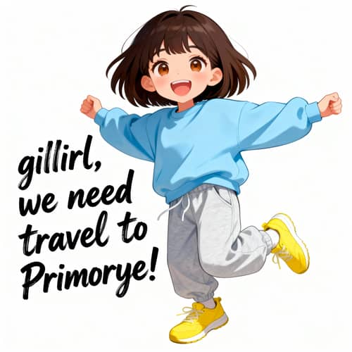 Cute Anime Girl Ready to Travel to Primorye Cute Anime Girl Ready to Travel to Primorye